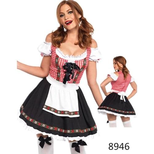 Sexy Lingerie Oktoberfest Wench Ladies Fancy Dress Up German Bavarian Beer Girl Halloween Party Costume BS8946