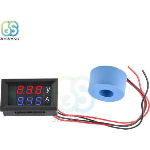 0.56'' LED Digital Voltmeter Ammeter AC 50-500V 10A 50A 100A Voltage Current Meter Tester Detector with Current Transformer