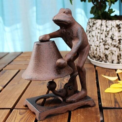 Vintage Antique Rustic Frog Figurines Design Cast Iron Tabletop Decor Dinner Service Calling Bell Home Bar Metal Animal Statues