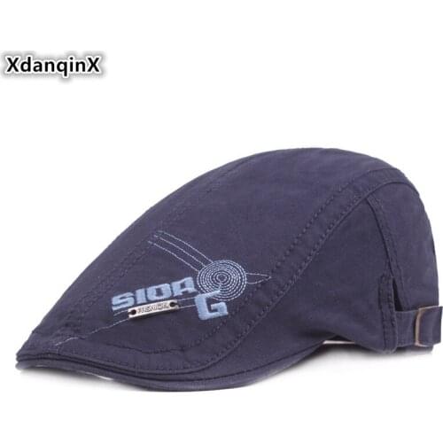 XdanqinX Mens Letter Embroidery Hat Cotton Beret Autumn Womens Tongue Cap Snapback Cap Adjustable Size Personality Hip Hop Hat