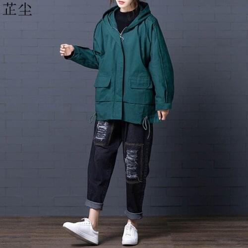 Women Jacket Plus Size Embroidered Cardigan Coat Oversize Loose Hooded Zipper Cotton Thicken Jackets Female Windbreaker 2019 5XL