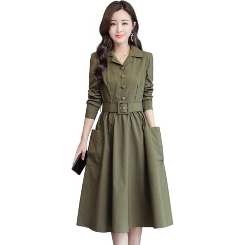 New Autumn Elegant Dress Women 2019 Spring New Elegant Long Sleeve Casual Dress Single-breasted Vintage Dresses Vestidos R800