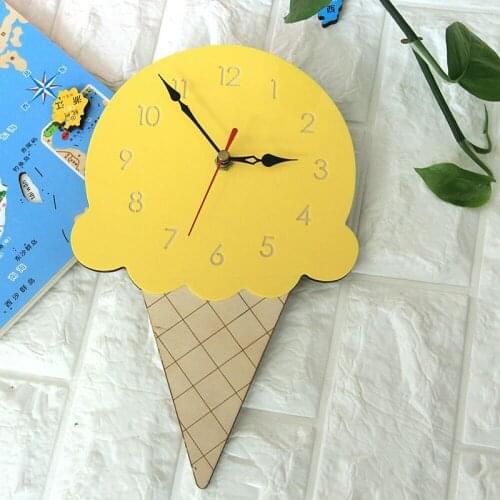 Ice Cream Cartoon Wall Clocks for Kids Home Decor Wall Clock Acrylic Wall Hanging Baby Kids Living Room Decoration 1PC