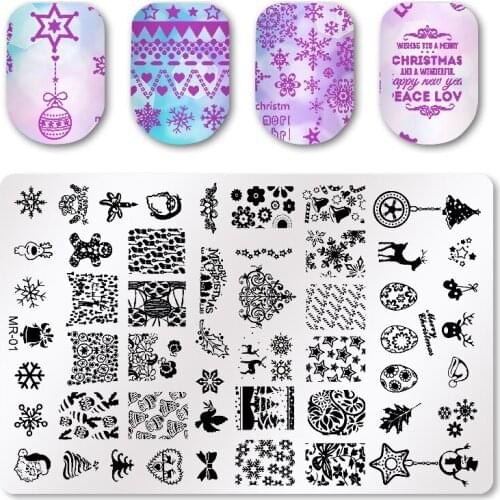 1 Pcs Christmas Nail Art Stamping Plate Festival New Year Nails Stencil Nail Template Lmage Plate For DIY Nail Decoration