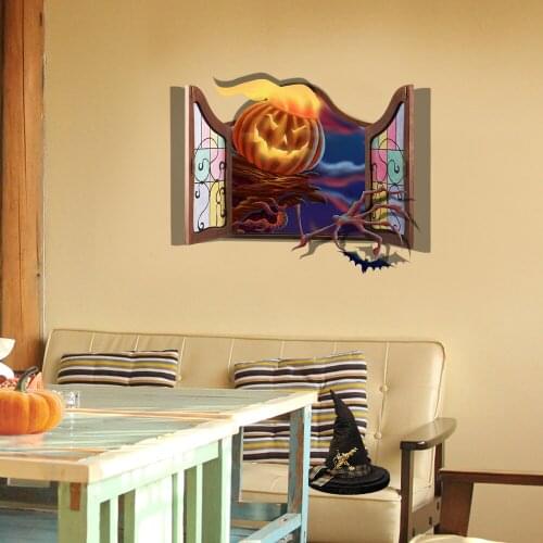 1PCS X Pumpkin Window Effects Wall Decoration Sticker For Halloween Party DIY Easy Removable 30.3" x 22.8"