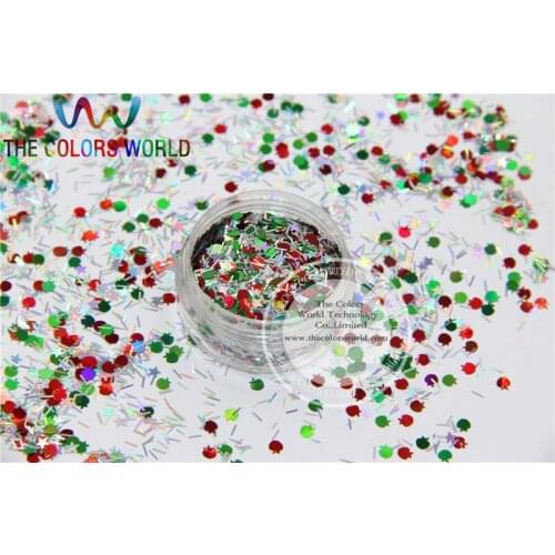 Xmas-12 Mix shiny christmas glitter holographic colors and shapes spangles glitter for nail Art or DIY decoration 1pack=50g