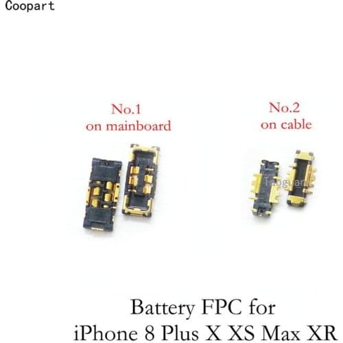10pcs/lot Coopart Inner Battery FPC Connector Clip Contact replacment for iPhone 8 Plus X XS Max XR on board/cable