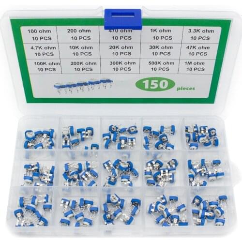 150pcs/set RM065 Trimming Potentiometer Variable Resistors Assorted Kit Electronic Diy Kit 15 Values Each 10pcs with box