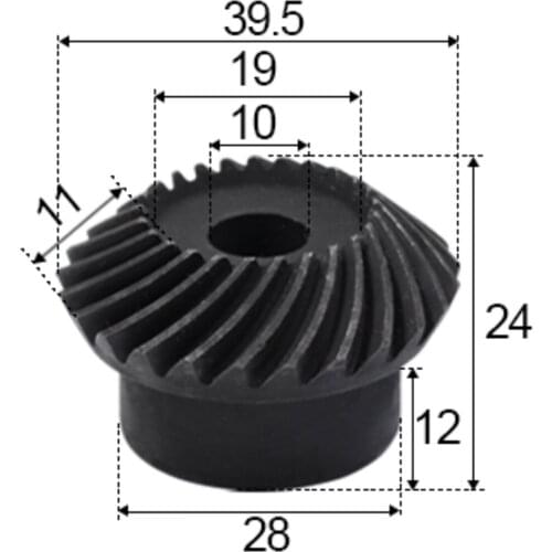 2pcs 1.5M-25Teeths Inner Hole: 10mm Precision Spiral Bevel Gear Spiral Bevel Gear