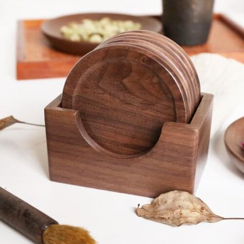 6pcs/set Table Tea Coffee Cup Pad Durable Wood Coasters Placemats Round Heat Resistant Drink Mat Non-slip Cup Mat Insulation Pad