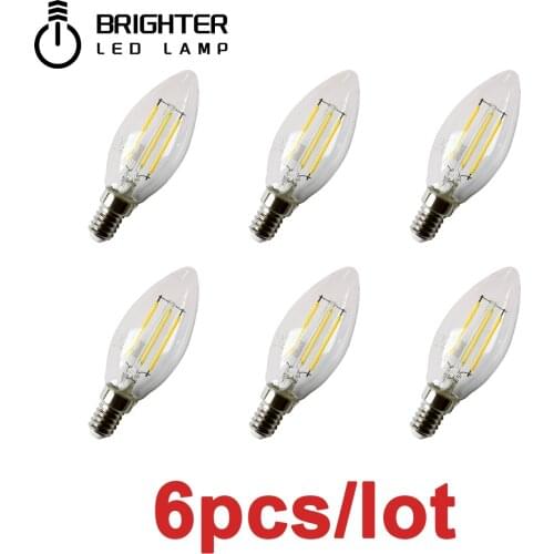 6pcs/Lot Filament Bulb C35 4W Retro Edison Bulb E14 Bombillas 220V-240V Vintage Lamp 4000K Home Decoration