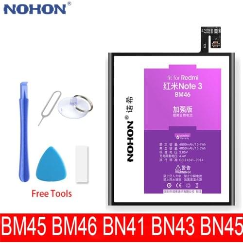 Original Battery BM45 BM46 BN41 BN43 BN45 For Xiaomi Redmi Note 2 3 4 4X 5 high quality capacity Replacement Batteries +Tools