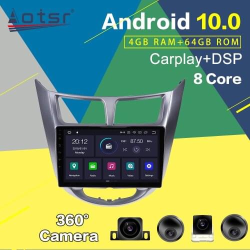 Car Radio Tape Recorder For Hyundai Solaris Android 10.0 2010-2016 Car Multimedia Car GPS Navigation Auto Audio Stereo Head Unit