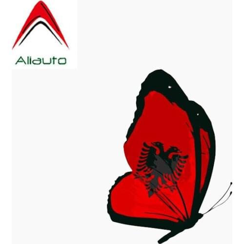 Aliauto Lnterest Car Sticke Albania Flag Butterflyr Motorcycle Reflective Accessories PVC Decal for Opel Seat VW Nissan,8cm*11cm