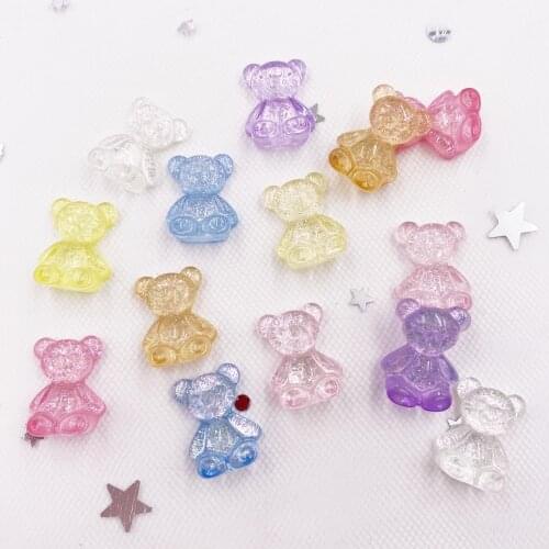Glitter Bepowder Resin Kawaii Mixed Mini Crystal Little Bear Flatback Rhinestone Scrapbook DIY Christma Home Figurines Crafts
