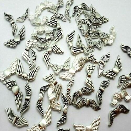 Tibetan Punk Alloy Random Mixed Angel Fairy Wings Spacer Beads Charms For Jewelry Making Findings Necklace Bracelet Bijoux Gift