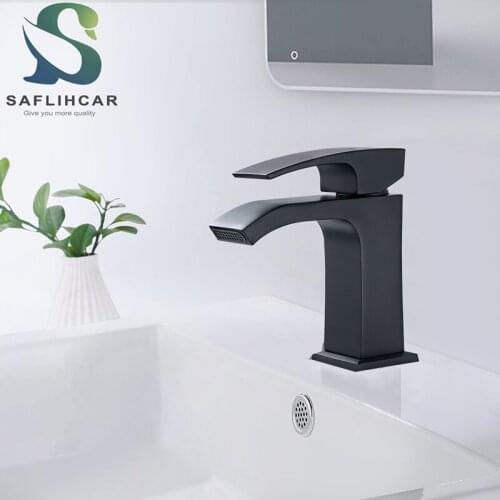 Black Basin Faucet Single Hole Single Handle Deck Installation Bathroom Sink Faucet Hot and Cold Water Basin Sink Faucet