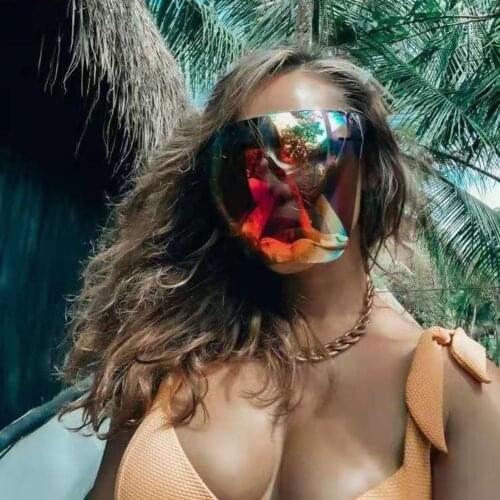 Unisex Colorful Eye Shield Visor Wrap Shield Large Mirror Sun Glasses Half Guard Protector Anti-slip Goggles for Outdoor