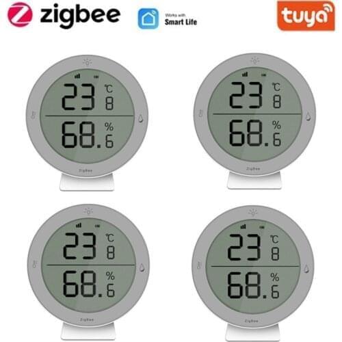Tuya ZigBee3.0 Temperature and Humidity Sensor Smart Life APP Control Thermometer LCD Screen Display Smart Home Security