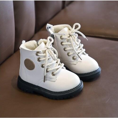 Kids Shoes 2021 Autumn Winter Childrens Martin Boots Girls Soft Bottom Cotton Shoes Boys Wool Warm Non-Slip Snow Boots