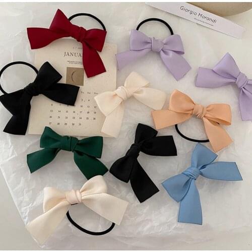 Children Cute Solid Color Lattice Knot Bow Hair Bands Baby Girls Lovely Scrunchies Rubber Bands Kids Hair Accessories