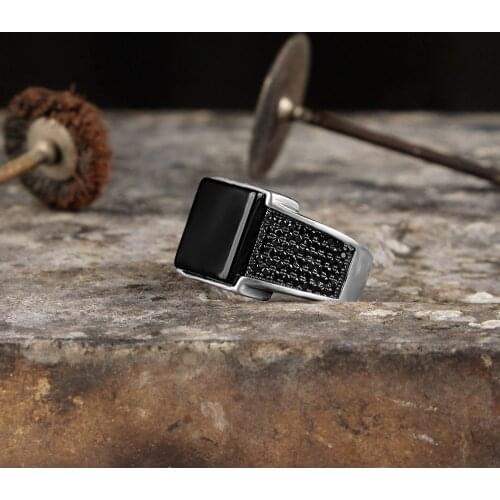 Gemstone Modern Ring 925 Sterling Silver Ring with Natural Zircon or Onyx Stone Silver Women Ring Silver Men Ring