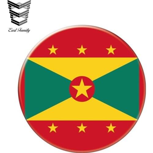 EARLFAMILY 13cm x 13cm Auto Moto Bike Suitcase Laptop Flag Round Granada Grenada Reflective Car Sticker Waterproof Car Styling