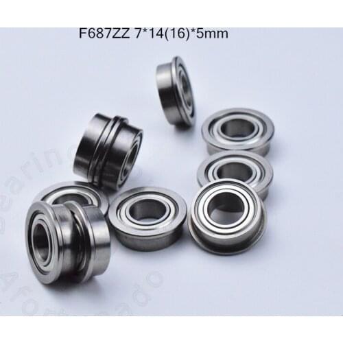 F687ZZ 7*14(16)*5mm 10pieces free shipping bearing ABEC-5 Flange bearings 687 F687Z F687ZZ chrome steel deep groove bearing