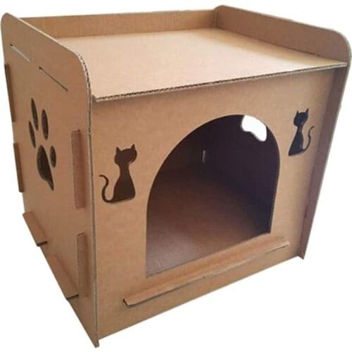 Pet Toys Cat House Kitten House Shaped Nest Corrugated Cardboard Bed Cat Tickler