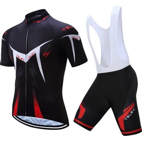 Teleyi Pro Team Bike Jersey Set Short Sleeve Cycling Jersey Set Ropa Ciclismo Breathable Cycling Clothing Summer Bicycle Clothes