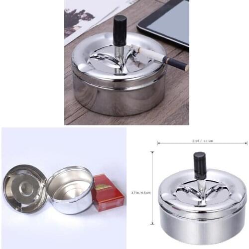 Smoking Accessories Stainless Steel Ashtray Round Push Down Cigarette Ashtray with Rotating Tray Hot Lighters & Smoking