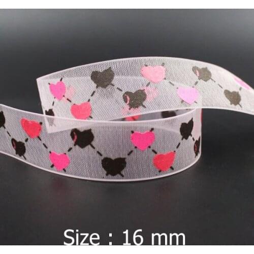 [IuBuFiGo] 5/8" (16mm) Fancy Love Organza Printed Ribbons Sheer Gift Packing Ribbon 100yard/lot Free shipping