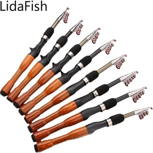 Lidafish NEW Cork Handle Telescopic Fishing Rod 1.3M-1.8M Spinning/Casting Carbon Fiber Protable Travel Fishing Role Pesca