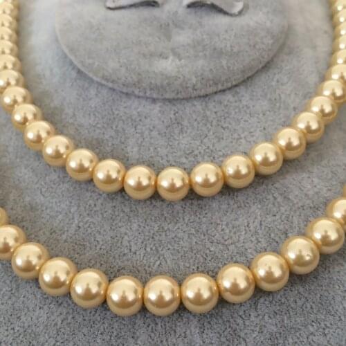 Fashion grey yellow shell beautiful artificial pearl charming 10mm beads diy trendy necklace jewelry making 36 inch F315PE