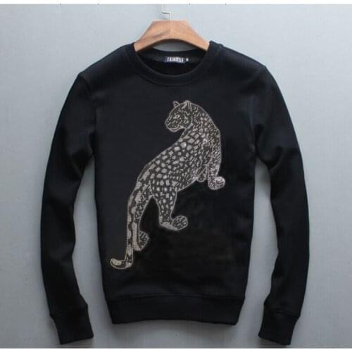 Diamonds design Hoody Mens winter Rhinestone Loose Sweatshirts Casual Fleece Loose Fashion O-Neck Pullover New Hoodie Men