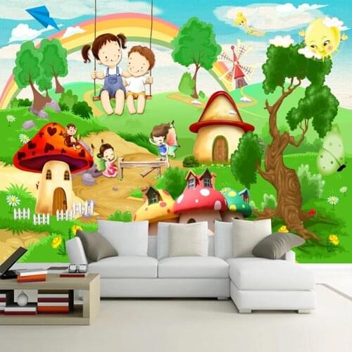 Custom Mural Wallpaper Waterproof 3D Cartoon Children Playground Landscape Kids Room Bedroom Wall Decoration Photo Wall Paper