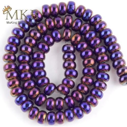 Natural Stone Rondelle Purple Hematites Beads Space Loose Beads For Jewelry Making 8mm DIY Handmade Bracelets Necklace Strand15"