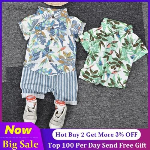 New Outfits Toddler Boy Clothing Summer Clothes Print Set Children Clothing Short Sleeve Shirt Suit For Baby Boys Suit For Kids