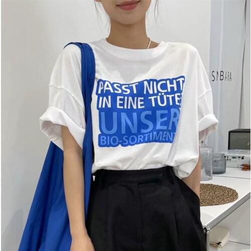 2021 summer new style thin loose short-sleeved simple and versatile printed short-sleeved T-shirt women