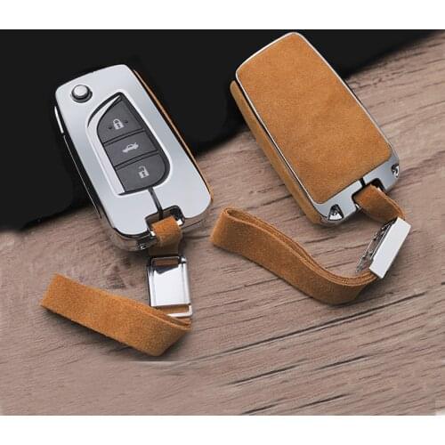 Suede Leather Car Key Cover Case Shell For Toyota Auris Corolla Camry RAV4 Avensis Verso Yaris Aygo Scion TC IM 2015 2016 2018