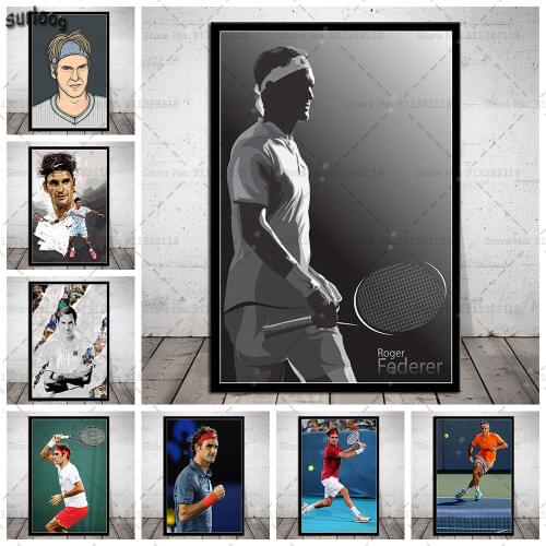 Roger Federer Tennis Players Poster Prints Wall Art Canvas Painting Posters Picture for Living Room Home Decoration