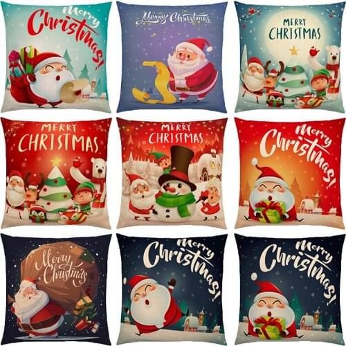 Christmas Pillowcase Christmas Santa Cute Pattern Cushion Pillow Cover Car Home Sofa Decorative Pillow Cover