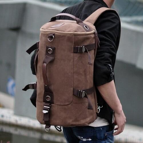 Korean Canvas Backpack Mens Fashion Student Schoolbag Youth Travel Bag Computer Large Capacity Backpack