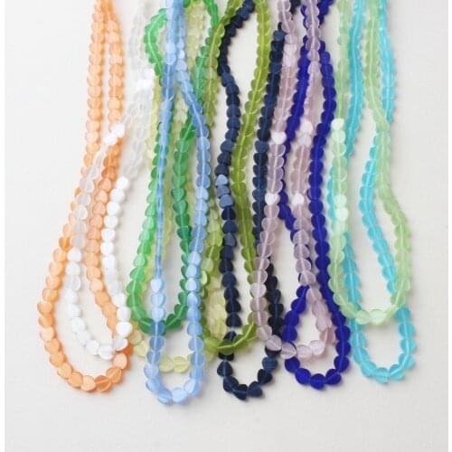 6mm 20pcs/bag Heart Shape Glass Beads Small Loose Beads DIY Jewelry Necklace Bracelets