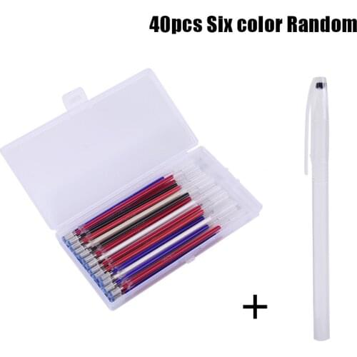 40pcs Heat Erasable Pen High Temperature Disappearing Fabric Marker Refills with Storage Box Fabric Craft Tailoring Accessories