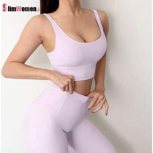 Thick 2 Piece Set Workout Bras Top for Women Sports Bra and Leggings Set Sports Wear for Women Gym Clothing Athletic Yoga Set
