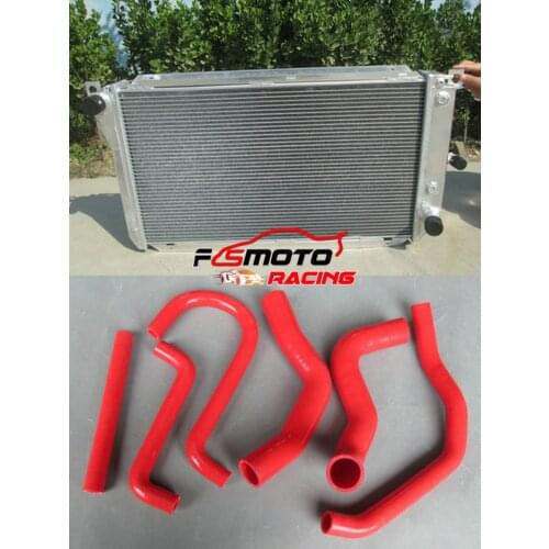 FOR Ford EF EF2 EL NF NL DF DL FALCON fairline 3 ROW Aluminum radiator + RED Silicone Hose