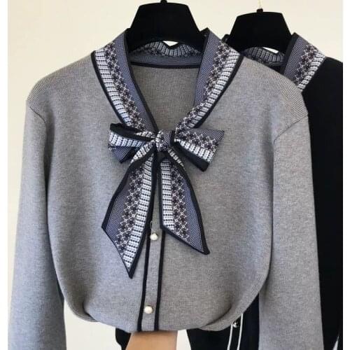 2020 Autumn Bow Knit Sweater Women jumpers pull femme knitted Cardigans