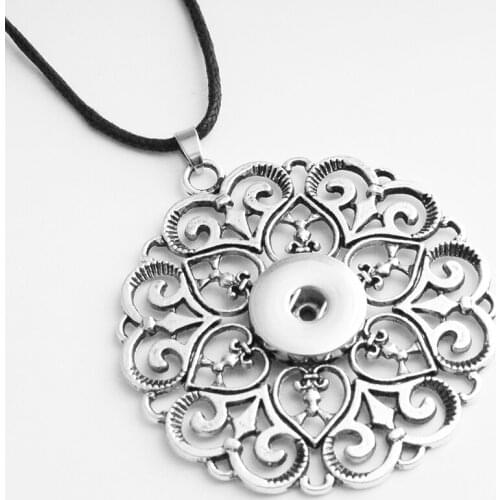 Vintage Mandala flower Bohemia 18mm snap button jewelry Necklace adjustable Sweater chain NC671
