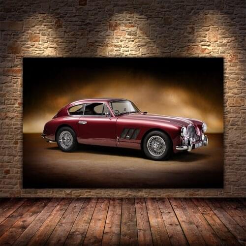 Vintage 1955 Aston Martin Db24 Poster Canvas Painting Print Retro Wall Art Pictures for Living Room Home Decoration